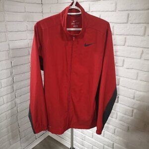 Nike Dri-Fit Men's Size Medium Full Zip Lightweight Red & Grey Jacket